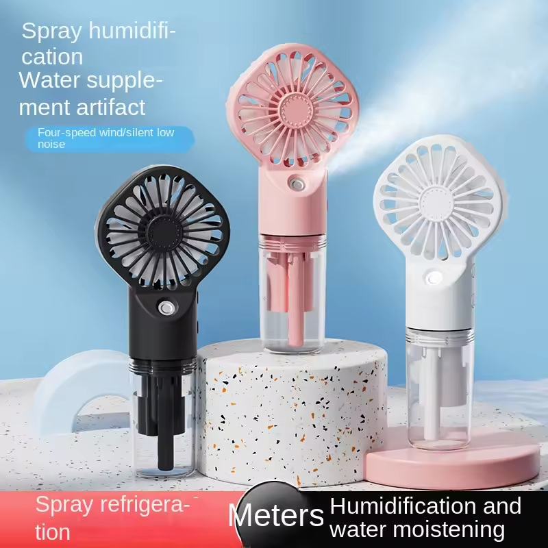 Mini Handheld Fan USB Rechargeable Portable Misting Fan With 4 Adjustable Speed Spray Water Mini Handheld Fan USB Rechargeable Portable Misting Fan With 4 Adjustable Speed Spray Water